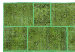 Iskece Yeşil Eskitme Yün El Dokuma Halısı 160 x 230 Apex Unique