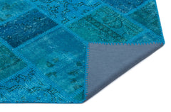 Iskece Turkuaz Eskitme Yün El Dokuma Halısı 080 x 150 Apex Unique
