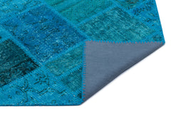 Iskece Turkuaz Eskitme Yün El Dokuma Halısı 080 x 150 Apex Unique
