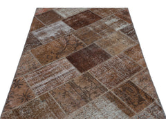 Iskece Kahverengi Eskitme Yün El Dokuma Halısı 120 x 180 Apex Unique