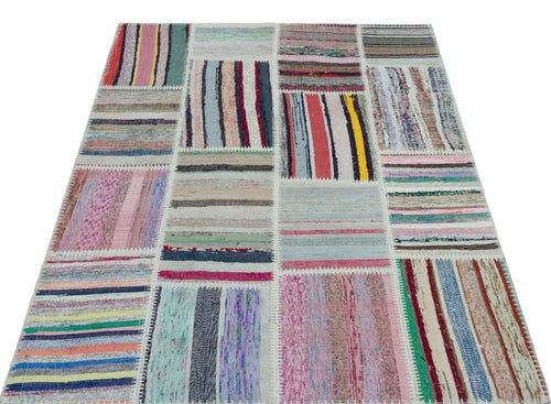 Teselya Bej Çizgili Yün El Dokuma Halısı 120 x 175 Apex Unique
