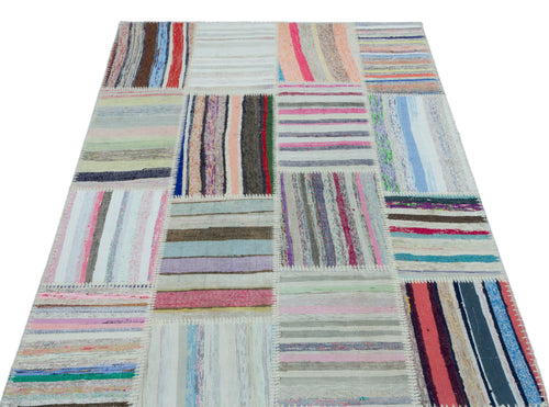 Teselya Bej Çizgili Yün El Dokuma Halısı 120 x 180 Apex Unique