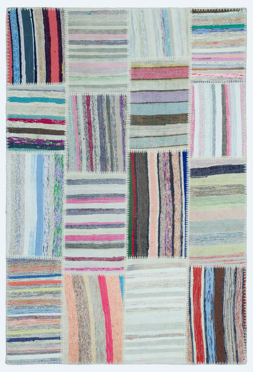 Teselya Bej Çizgili Yün El Dokuma Halısı 120 x 180 Apex Unique