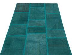 Teselya Turkuaz Patchwork Yün El Dokuma Halısı 115 x 180 Apex Unique