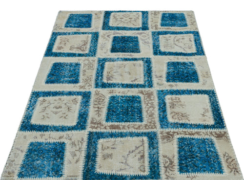 Iskece Turkuaz Eskitme Yün El Dokuma Halısı 120 x 180 Apex Unique