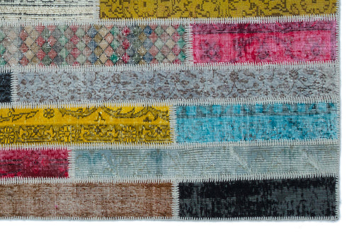 Iskece Bej Patchwork Yün El Dokuma Halısı 150 x 232 Apex Unique