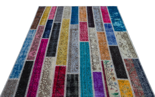 Iskece Bej Patchwork Yün El Dokuma Halısı 154 x 235 Apex Unique