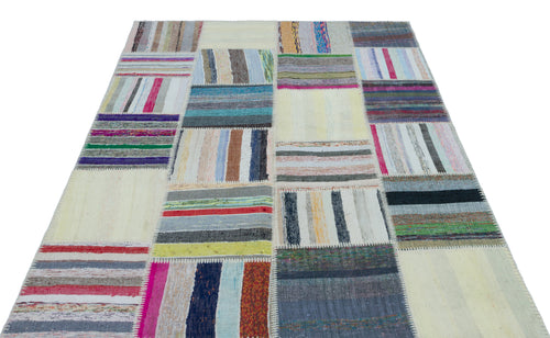Teselya Bej Çizgili Yün El Dokuma Halısı 158 x 220 Apex Unique