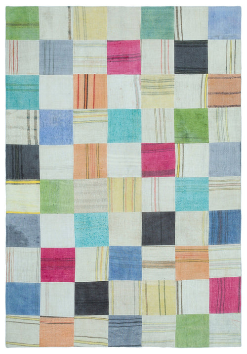 Teselya Bej Patchwork Yün El Dokuma Halısı 157 x 224 Apex Unique