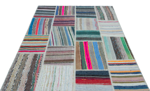 Teselya Bej Çizgili Yün El Dokuma Halısı 160 x 221 Apex Unique