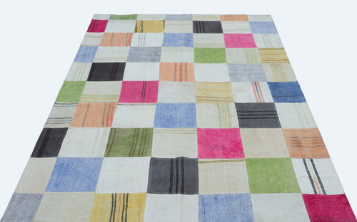 Teselya Bej Patchwork Yün El Dokuma Halısı 158 x 232 Apex Unique