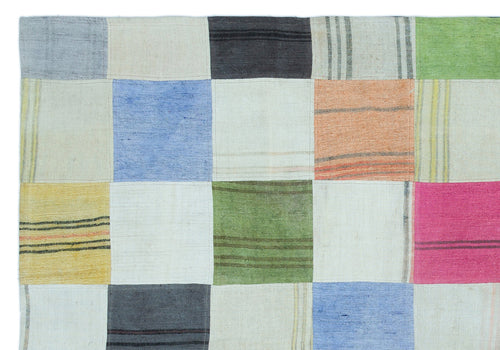 Teselya Bej Patchwork Yün El Dokuma Halısı 158 x 232 Apex Unique