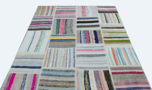 Teselya Bej Çizgili Yün El Dokuma Halısı 160 x 222 Apex Unique