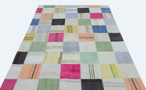 Teselya Bej Patchwork Yün El Dokuma Halısı 160 x 228 Apex Unique