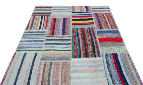 Teselya Bej Çizgili Yün El Dokuma Halısı 160 x 218 Apex Unique