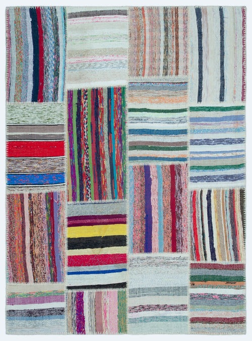 Teselya Bej Çizgili Yün El Dokuma Halısı 160 x 218 Apex Unique