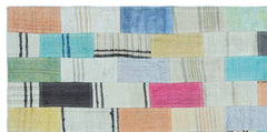 Teselya Bej Patchwork Yün El Dokuma Halısı 105 x 215 Apex Unique