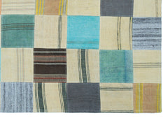 Teselya Bej Patchwork Yün El Dokuma Halısı 164 x 233 Apex Unique