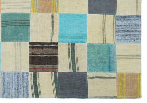 Teselya Bej Patchwork Yün El Dokuma Halısı 164 x 233 Apex Unique