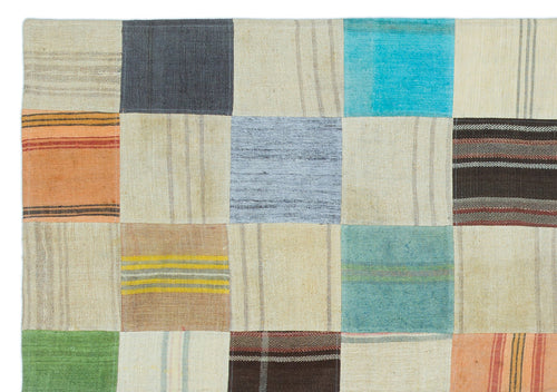 Teselya Bej Patchwork Yün El Dokuma Halısı 164 x 233 Apex Unique