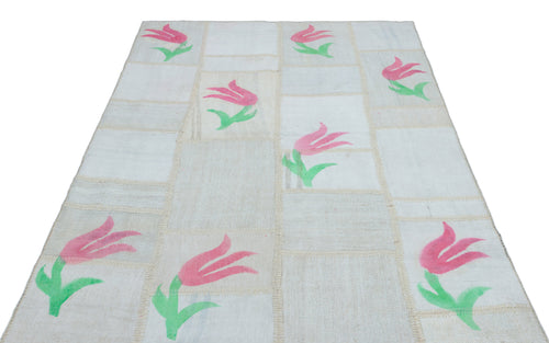 Teselya Bej Patchwork Yün El Dokuma Halısı 155 x 228 Apex Unique