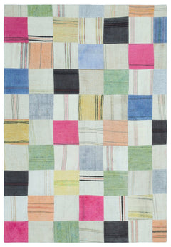 Teselya Bej Patchwork Yün El Dokuma Halısı 158 x 230 Apex Unique