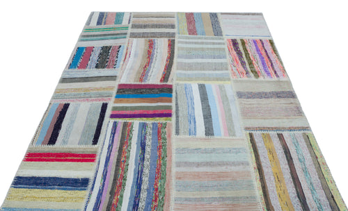 Teselya Bej Çizgili Yün El Dokuma Halısı 160 x 224 Apex Unique