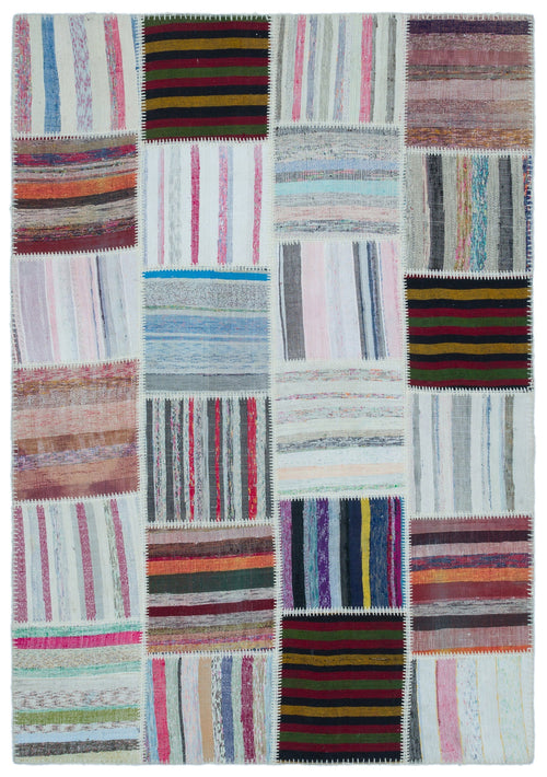 Teselya Bej Çizgili Yün El Dokuma Halısı 160 x 230 Apex Unique
