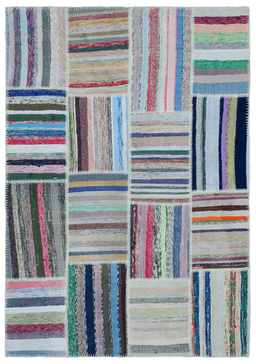Teselya Bej Çizgili Yün El Dokuma Halısı 160 x 230 Apex Unique