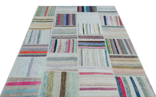 Teselya Bej Çizgili Yün El Dokuma Halısı 160 x 224 Apex Unique