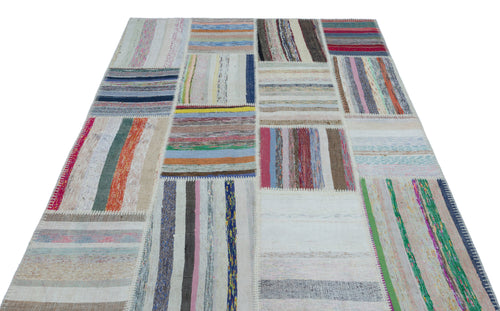 Teselya Bej Çizgili Yün El Dokuma Halısı 160 x 230 Apex Unique