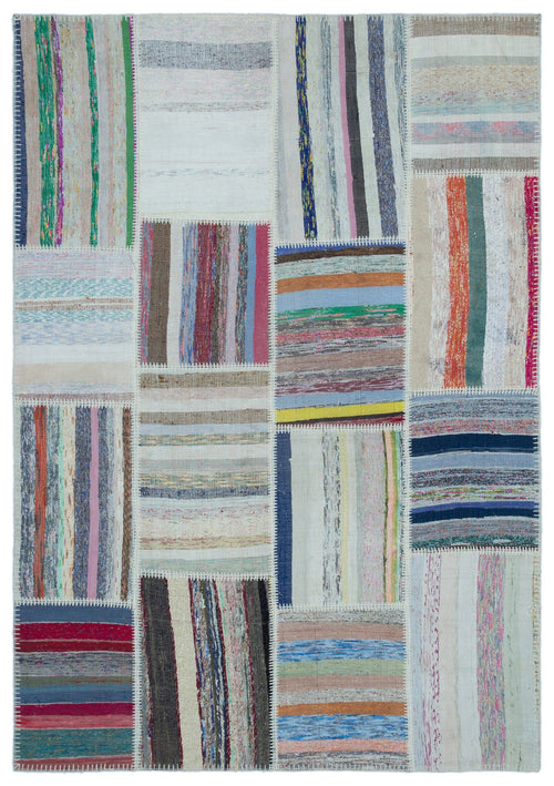 Teselya Bej Çizgili Yün El Dokuma Halısı 160 x 230 Apex Unique