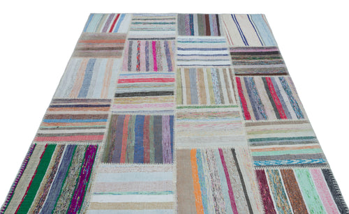 Teselya Bej Çizgili Yün El Dokuma Halısı 160 x 230 Apex Unique