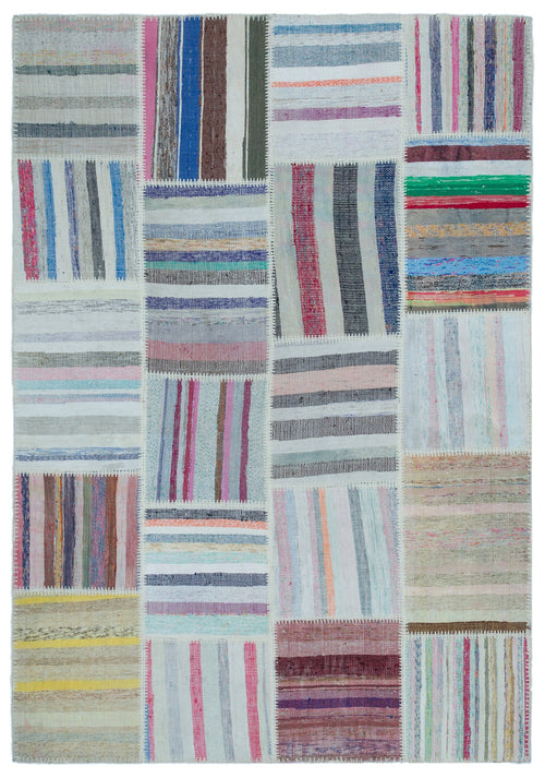 Teselya Bej Çizgili Yün El Dokuma Halısı 160 x 230 Apex Unique