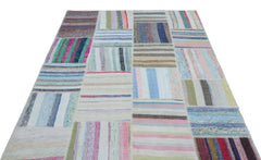 Teselya Bej Çizgili Yün El Dokuma Halısı 160 x 230 Apex Unique