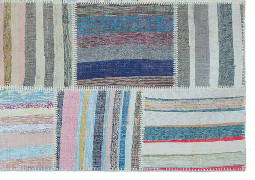 Teselya Bej Çizgili Yün El Dokuma Halısı 160 x 230 Apex Unique