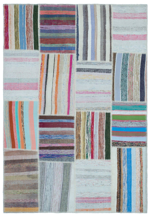 Teselya Bej Çizgili Yün El Dokuma Halısı 160 x 230 Apex Unique