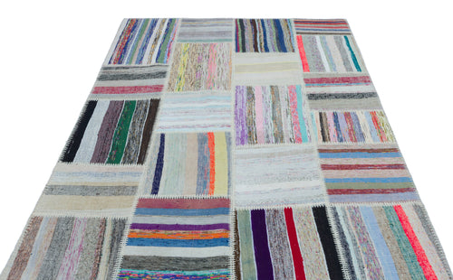 Teselya Bej Çizgili Yün El Dokuma Halısı 160 x 223 Apex Unique