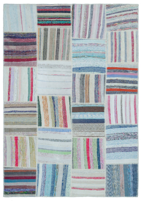 Teselya Bej Çizgili Yün El Dokuma Halısı 160 x 230 Apex Unique