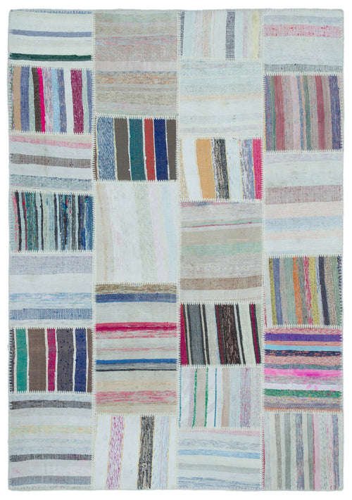 Teselya Bej Çizgili Yün El Dokuma Halısı 160 x 230 Apex Unique