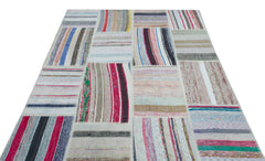 Teselya Bej Çizgili Yün El Dokuma Halısı 160 x 230 Apex Unique