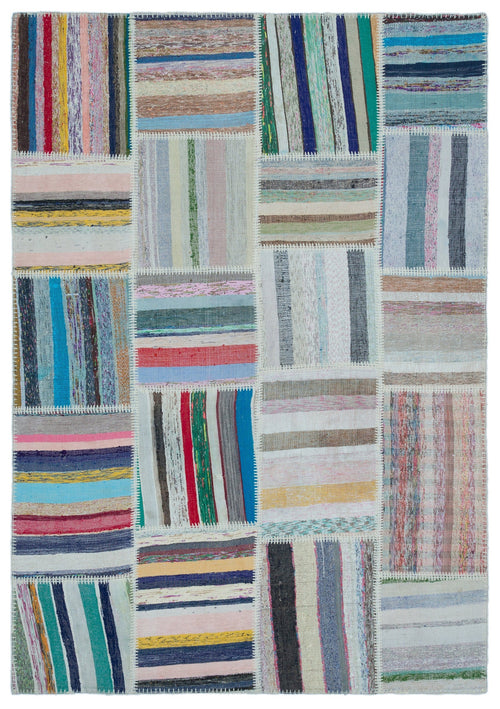 Teselya Bej Çizgili Yün El Dokuma Halısı 160 x 230 Apex Unique