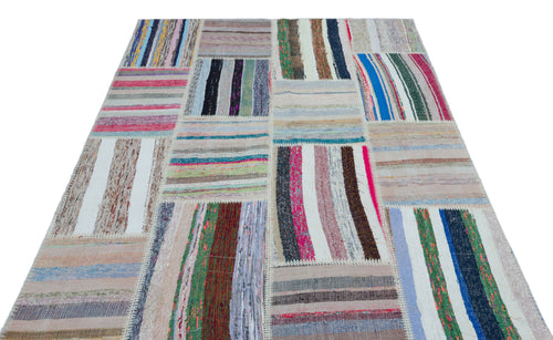 Teselya Bej Çizgili Yün El Dokuma Halısı 160 x 230 Apex Unique