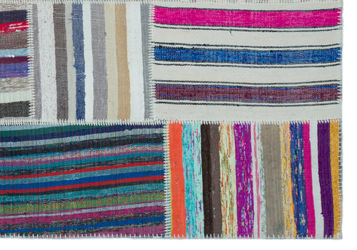 Teselya Bej Çizgili Yün El Dokuma Halısı 160 x 230 Apex Unique