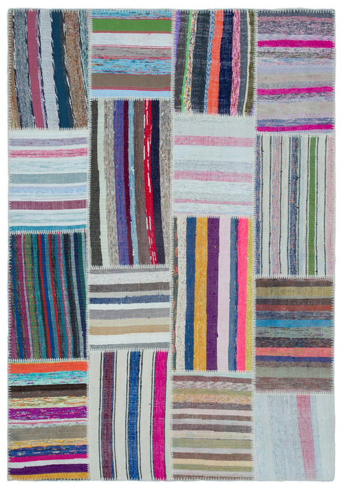 Teselya Bej Çizgili Yün El Dokuma Halısı 160 x 230 Apex Unique