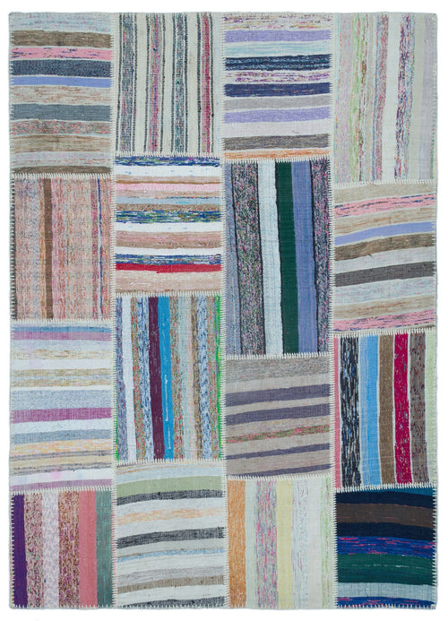 Teselya Bej Çizgili Yün El Dokuma Halısı 160 x 224 Apex Unique