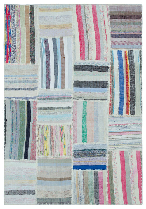 Teselya Bej Çizgili Yün El Dokuma Halısı 160 x 224 Apex Unique