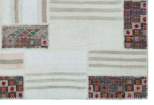 Teselya Bej Patchwork Yün El Dokuma Halısı 160 x 235 Apex Unique