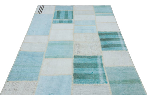 Teselya Mavi Patchwork Yün El Dokuma Halısı 156 x 228 Apex Unique
