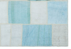 Teselya Mavi Patchwork Yün El Dokuma Halısı 156 x 228 Apex Unique